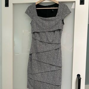 White House Black Market Black and White Midi Dress